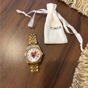 Jacquie Aiche Timex Gold and Pink Heart Watch, no box but comes with extra links